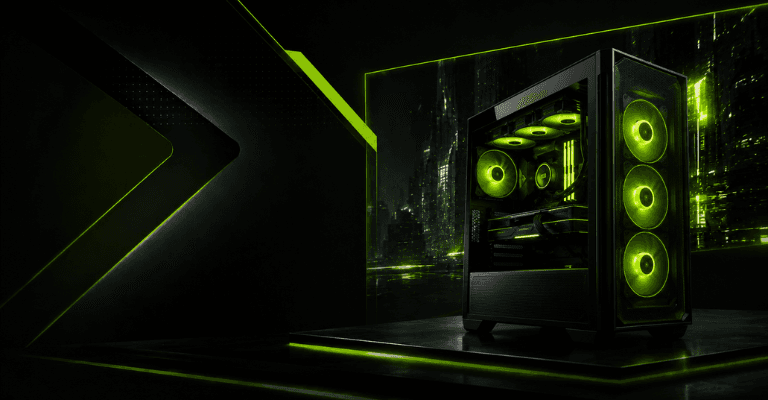 RGB gaming PC build with green lighting